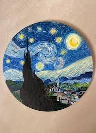 Van Gogh The Starry Night Badge Reels Cute Felt Retractable Badge Reels Themed Badge Holders Gift for Nurses Doctors ID Badges Name Cards Lanyards Holidays 1.45"
