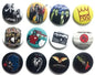 Set of round band logo button pins with Foo Fighters graphics, assorted designs