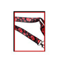 Black tongue and tooth themed lanyard with red printed lips and metal clip