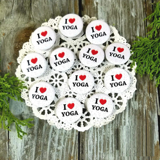 Button Pins 12 Yoga Pins 1 1 4 PINBACK Buttons Award Party Favors Pkg'd USA New DecoWords Pin Badges Default Title