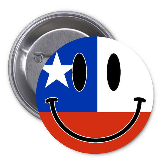 Chile Flag Smiley Face 1.25" Pinback Button Pin Nationality Pride Country