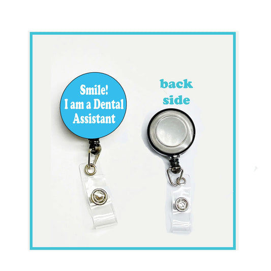 Smile I am a Dental Assistant Badge Reels Cute Felt Retractable Badge Reels Love 1.45-inch Default Title