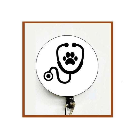 Veterinarian Symbol Badge Reels Cute Felt Retractable Badge Reels Themed Badge Holders Gift for Nurses Doctors ID Badges Name Cards Lanyards Holidays 1.45"