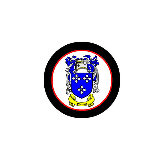Vincent Family Crest 3" Coat of Arms Round Pinback Badge Brooch Pin Back