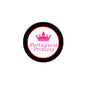Portuguese Princess crown pinback badge with red and pink crown icon