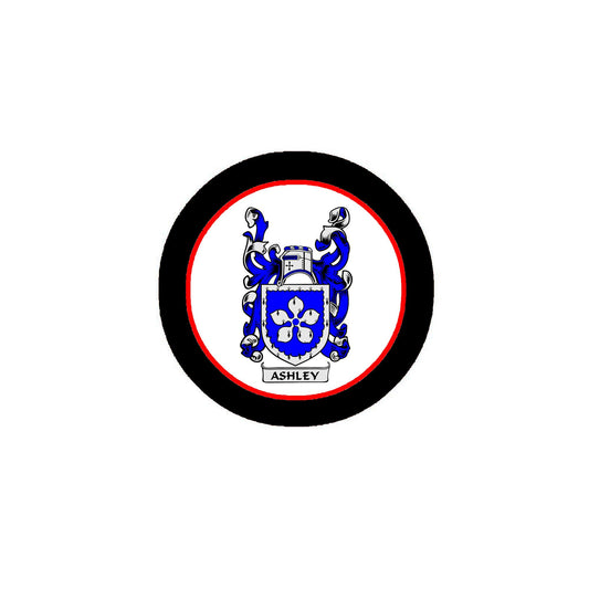 Ashley Family Crest 3" Coat of Arms Fridge Round Magnet