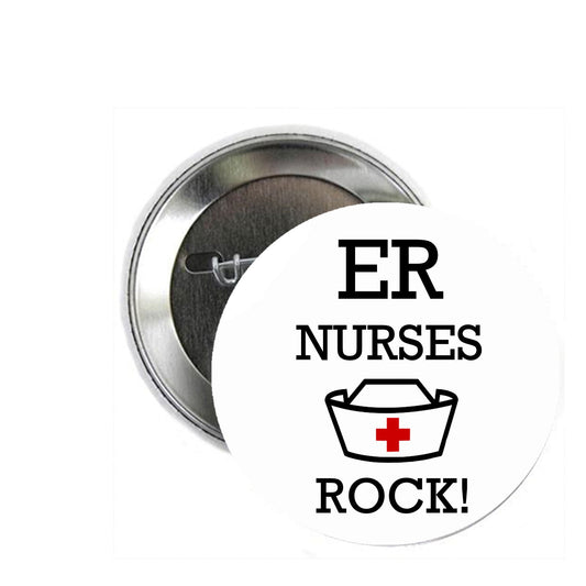 ER Nurse Rock 1.25" Pinback Button Pin - Professions Registed Nurse