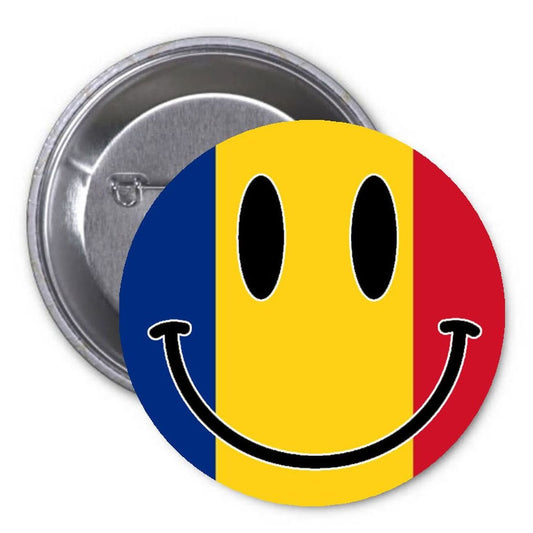 Romania Flag Smiley Face 1.25-inch Pinback Button Pin Nationality Pride Country Default Title