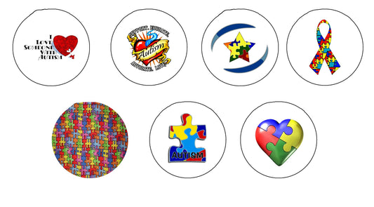 7 Pcs Autism Awareness Support Pinback Button Brooch 1.25"
