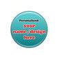 Teal felt badge reel insert with “Personalized: your name/design here” text