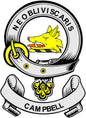 3-inch round coat-of-arms magnet with yellow dog crest and Campbell banner