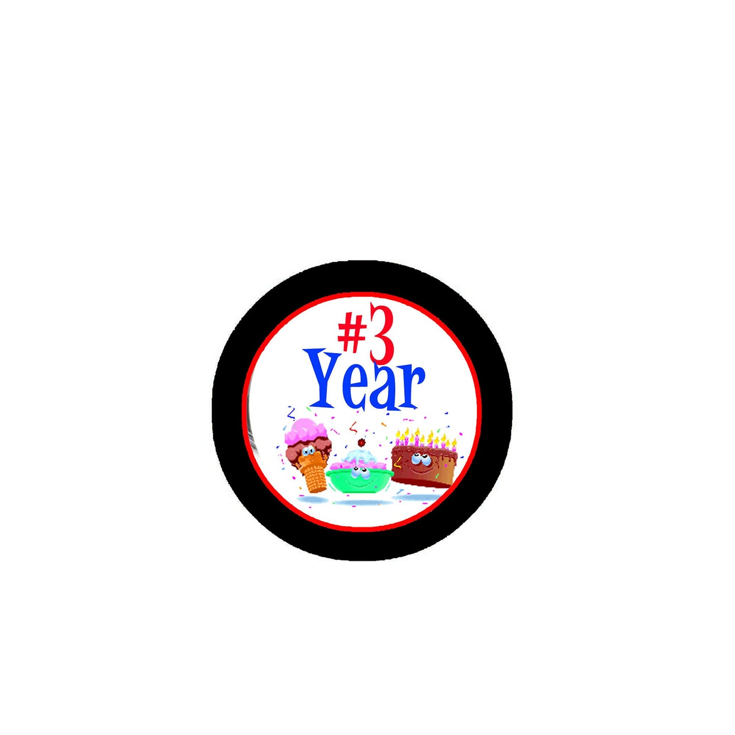 #3 Year 2.25" Pinback or Jackets, Backpacks, etc.