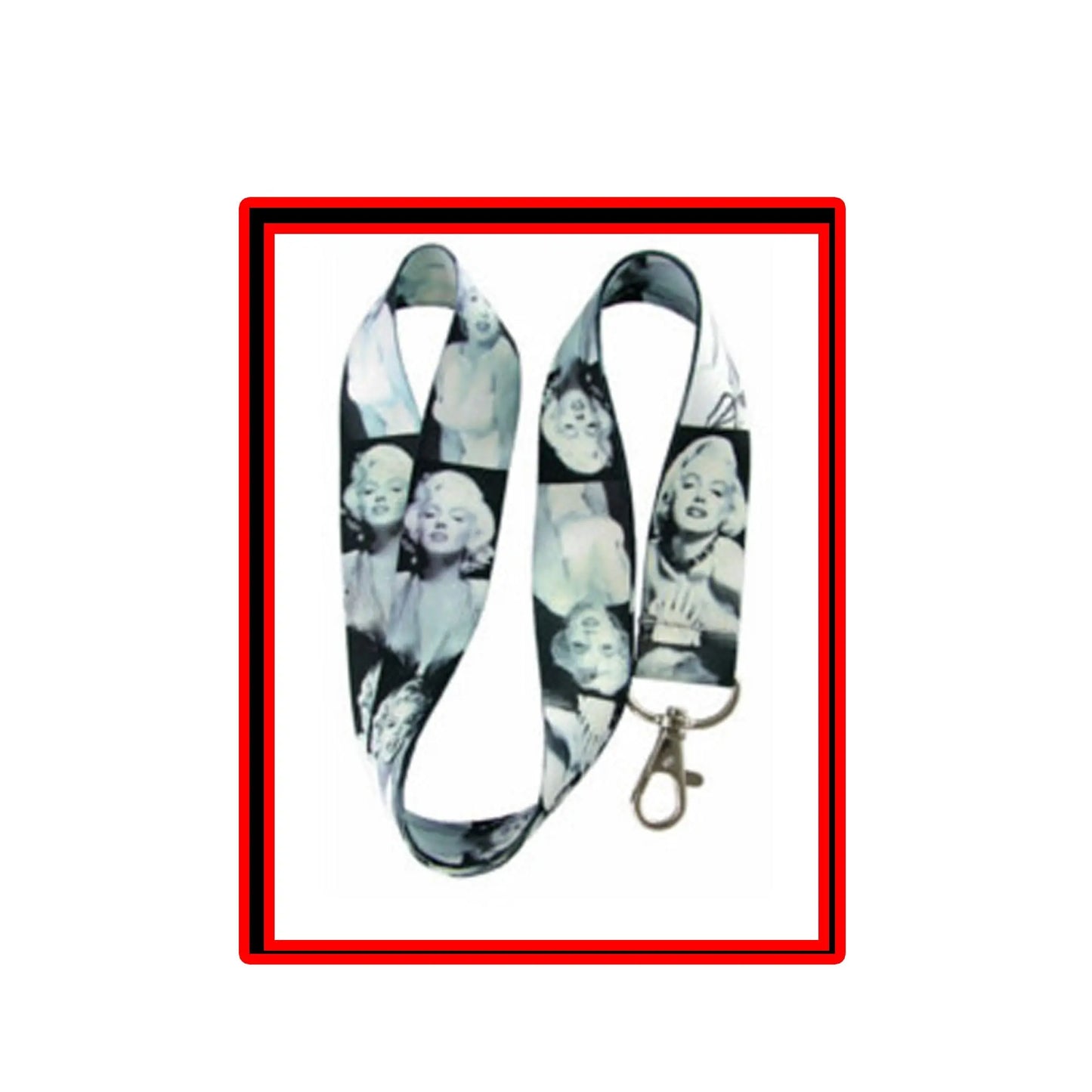 Portrait print lanyard strap with metal clip and keyring end