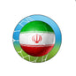 Round felt badge reel topper with soccer ball and Iran flag colors