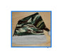 Camouflage Santa hat in green tones with white faux-fur brim