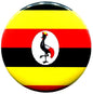 Uganda flag pinback button with circular design and bird emblem