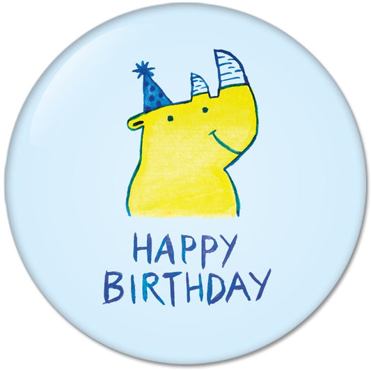 Birthday with Rhino : Pinback Buttons 1.25 Inch (32mm)