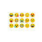 Emoticon expression pinback button set, 1.25-inch faces with varied smiles and hearts