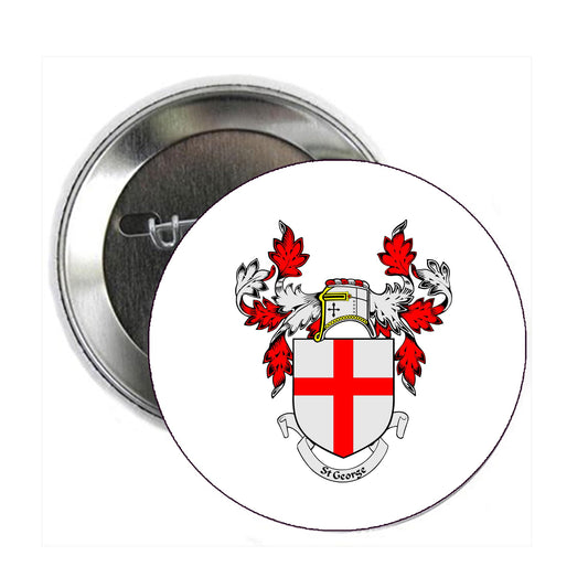 St George Family Crest 3-inch Coat of Arms Round Pinback Badge Brooch Pin Back Default Title