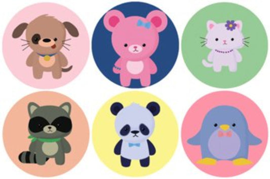 Set of 6 BABY ANIMALS Pinback Buttons 1.25-inch Default Title