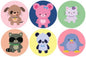 Set of six 1.25-inch baby animal pinback buttons, assorted circular designs