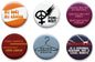 Set of 6 round pro-choice pinback buttons with printed slogans and symbols