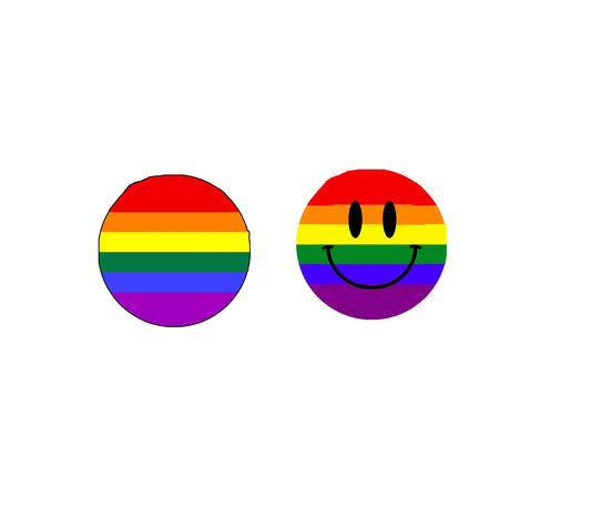 SMILE Bright Colorful Rainbow LGBT Gay Pride Flag Style 2.25-inch Pinback Default Title