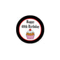 40th birthday pinback button with 'Happy 40th Birthday' text and cupcake icon