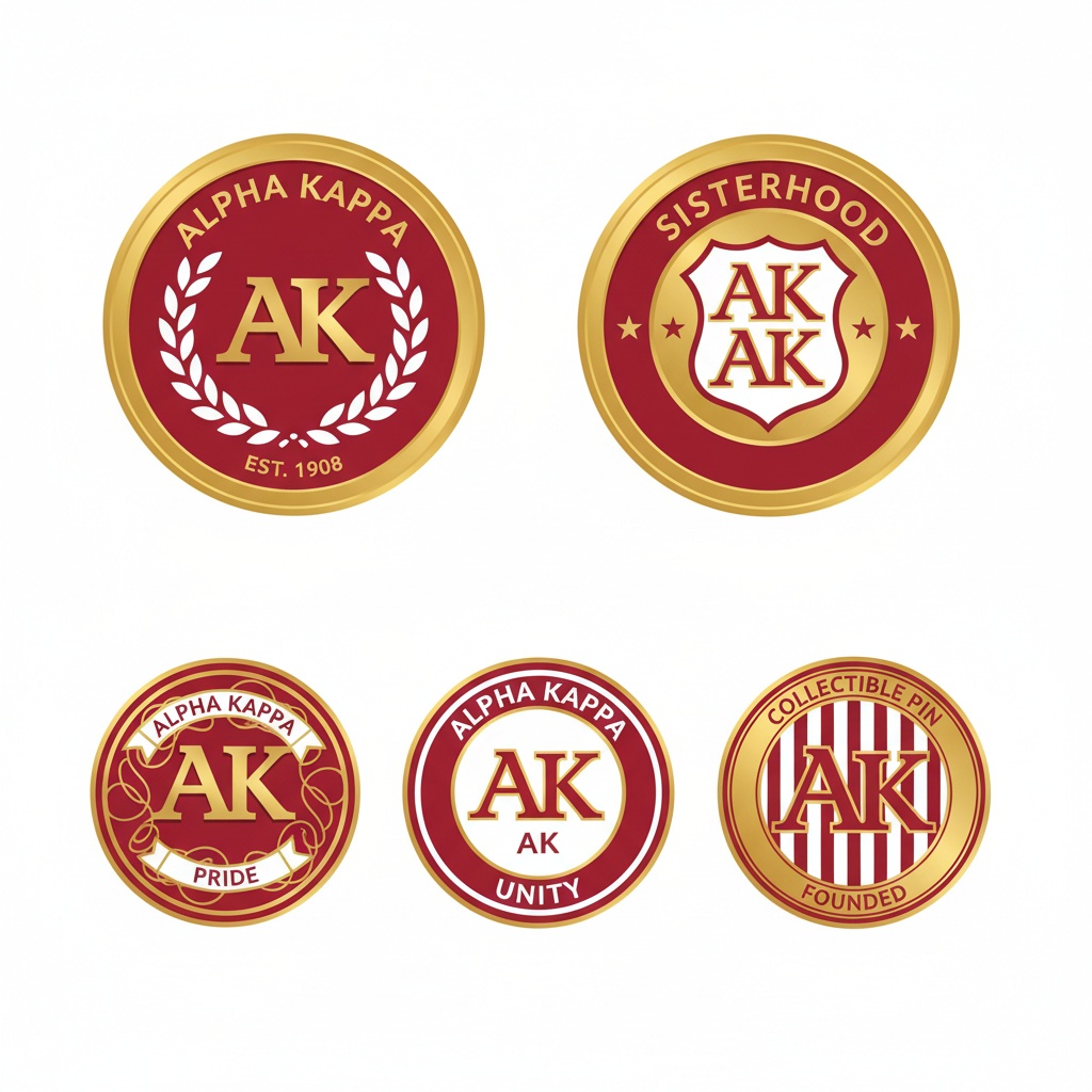 5 Pcs Alpha Kappa Pinback 1.25-inch
