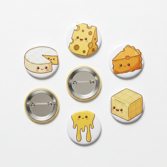 5 Pcs Cheese Themed Pinback 1.25-inch