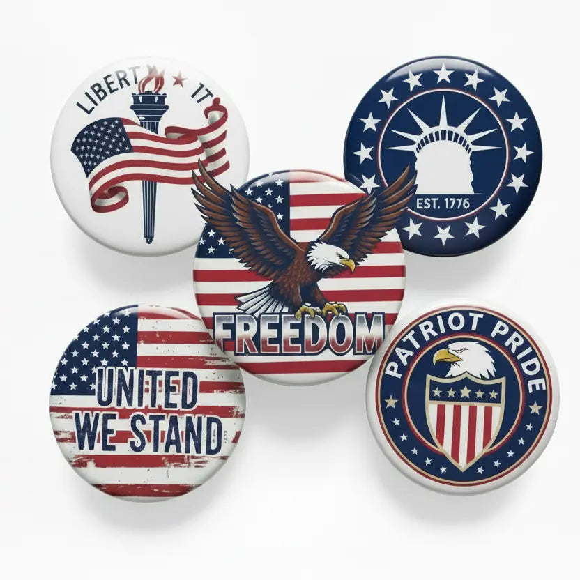 5 Pcs Freedom Fighter Pinback 1.25-inch