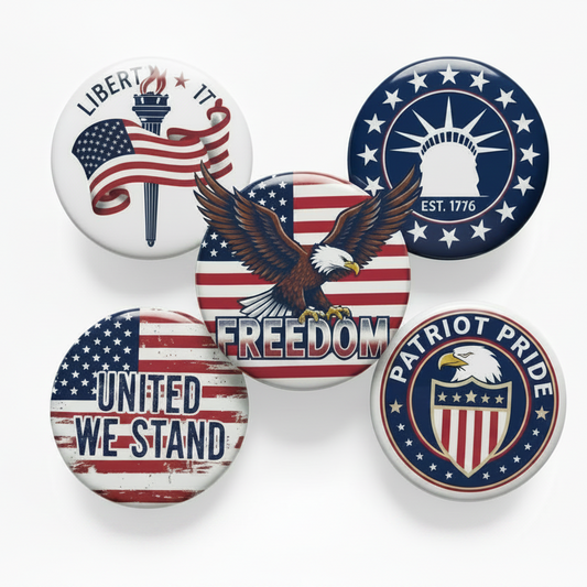 5 Pcs Freedom Fighter Pinback 1.25-inch