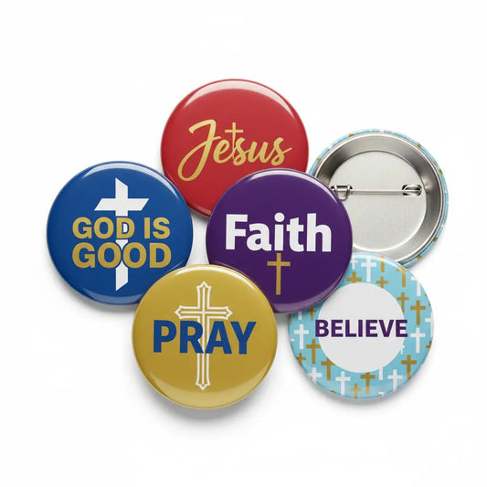 5 Pcs God is Good Jesus Faith Pray Pinback 1.25-inch - My Pinbacks