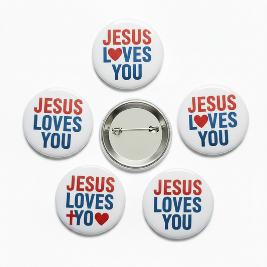 5 Pcs Jesus Loves You Pinback 1.25-inch