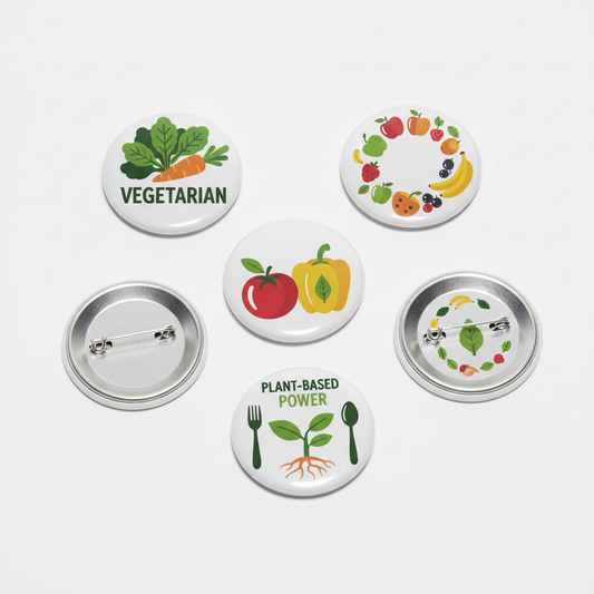 5 Pcs Set Vegetarian Pinback 1.25-inch