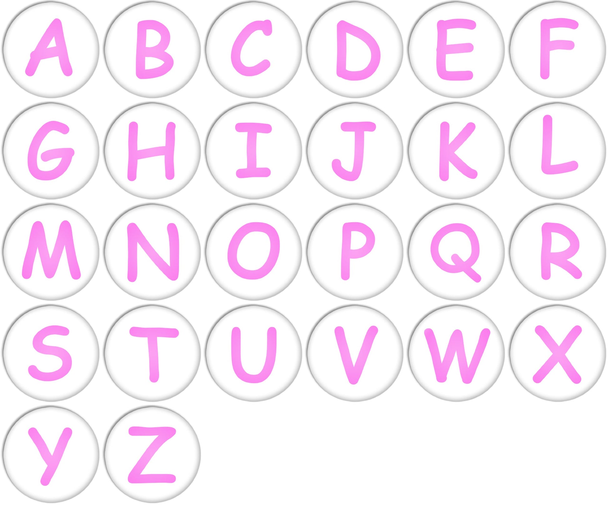 English Alphabet Upper Case Pink Colour Pinback Buttons Badges Pin 1 Inch Set of 26 Default Title