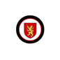 3-inch coat of arms magnet with black outer ring and red-and-gold crest center