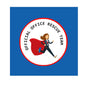 2.25-inch circular pinback button with Office Rescue Team text and rescue character