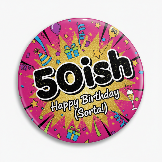 50ish Birthday Button Pinback 2.25-inch