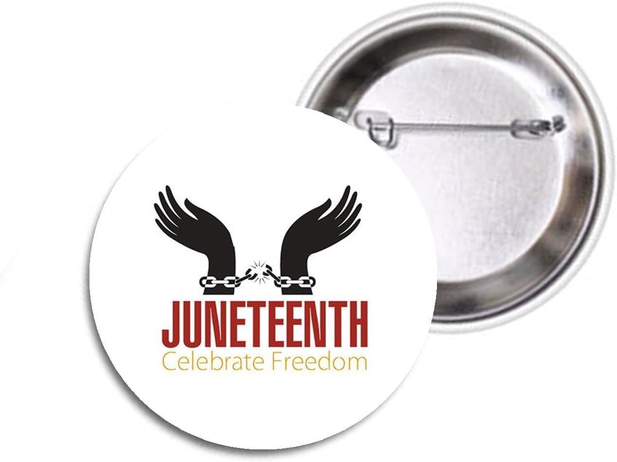 Rosella 10 Pcs Set Juneteenth Celebrate Freedom 2.25-inch" Pinback Buttons, White, jcf00122512