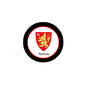 Norway coat of arms circular emblem with red shield and yellow lion