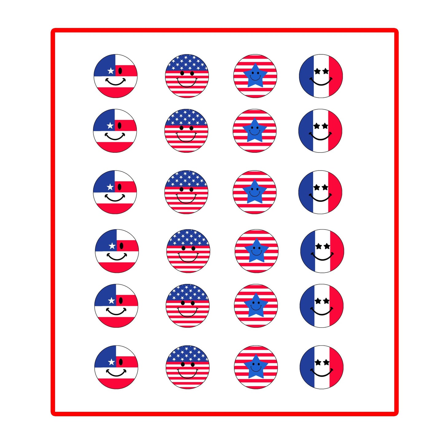 48 Pcs USA Flag Smiles 4th of July Patriotic Smiles Flags Pinback Button Pin 1.25" ~ 4 Dz Pinbacks for Jackets, Backpacks, etc.