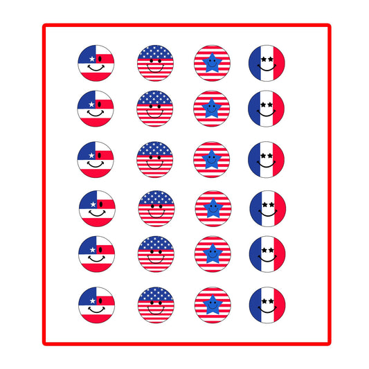 48 Pcs USA Flag Smiles 4th of July Patriotic Smiles Flags Pinback Button Pin 1.25" ~ 4 Dz Pinbacks for Jackets, Backpacks, etc.