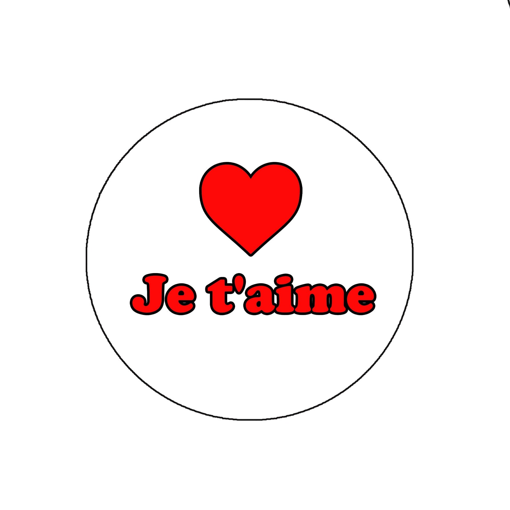 Je t'aime I Love You Pinback Badge 2.25-inch French Default Title