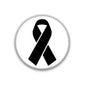 Black awareness ribbon fridge magnet with circular border, 2.25-inch (38mm)