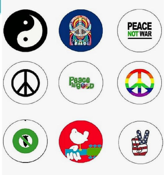 9 Pcs Set Hippies Woodstock 1.25-inch Pinback Button Pin 1970s Peace Love
