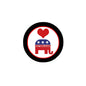 Round pinback button with black rim, red heart, stars, and REPUBLICAN text