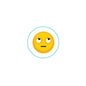 1.25-inch pinback button with yellow sad emoticon face