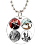 The Smashing Pumpkins dogtag necklace, circular four-photo pendant with silver chain