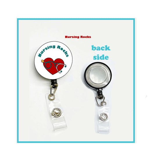 Nursing Rocks Badge Reels Cute Felt Retractable Badge Reels Love Nurse 1.45-inch Default Title